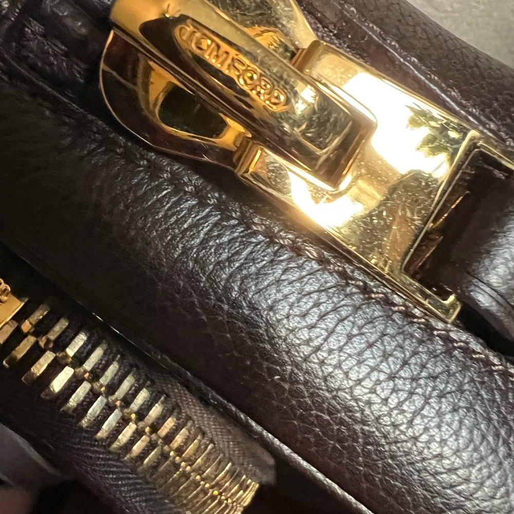 Elegant medium Dark Brown Tom Ford Jennifer Leather Shoulder Bag - Picture 5 of 10